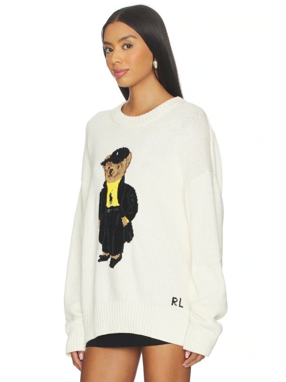 Polo Ralph Lauren Polo Bear Cotton Crewneck Sweater Clubhouse Cream Multi - Picture 2 of 4
